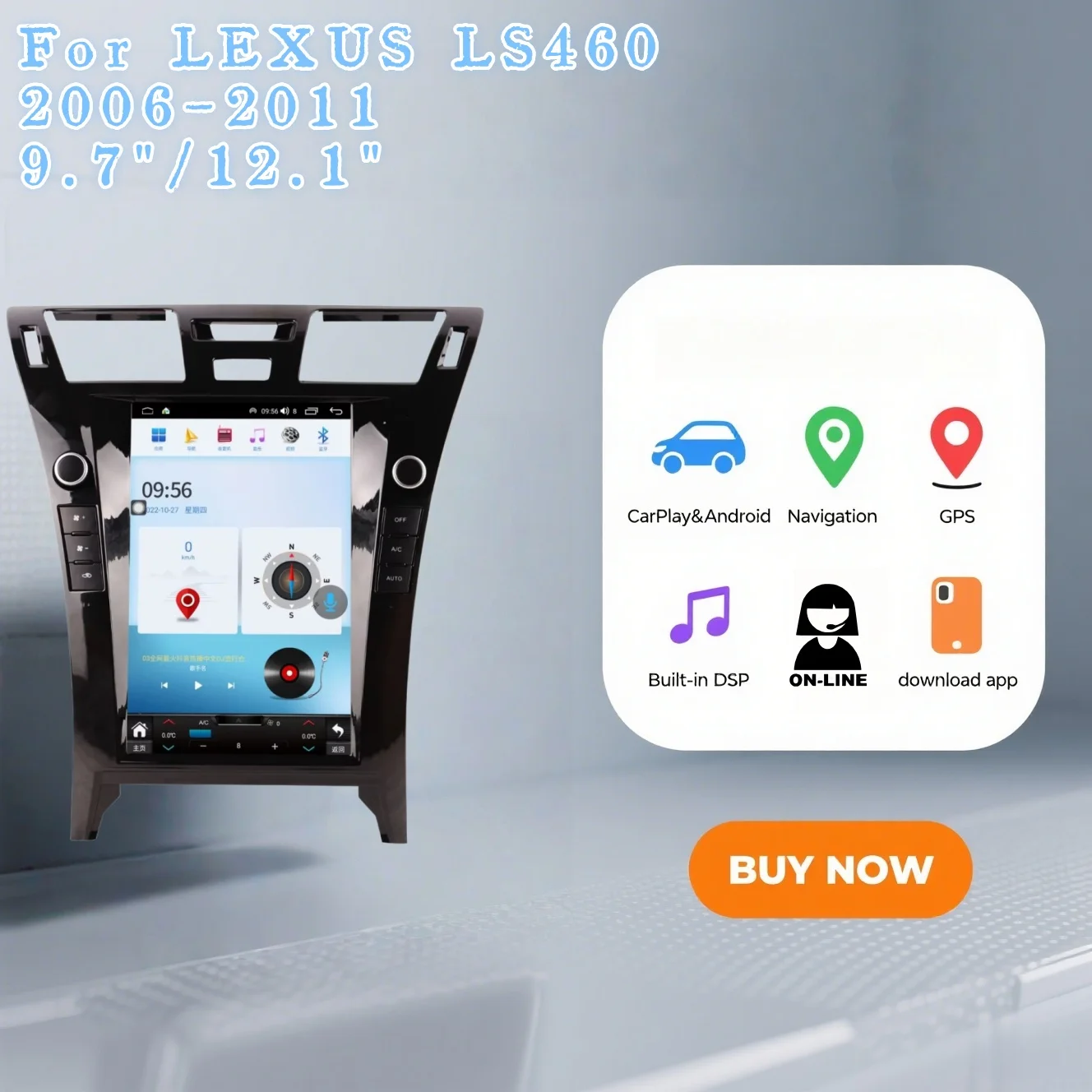 

9,7 "/12,1" Android14 для Lexus LS460 2006 2007-2011, автомобильный радиоприемник, мультимедийный плеер, авто GPS-навигация, головное устройство, стерео Carplay