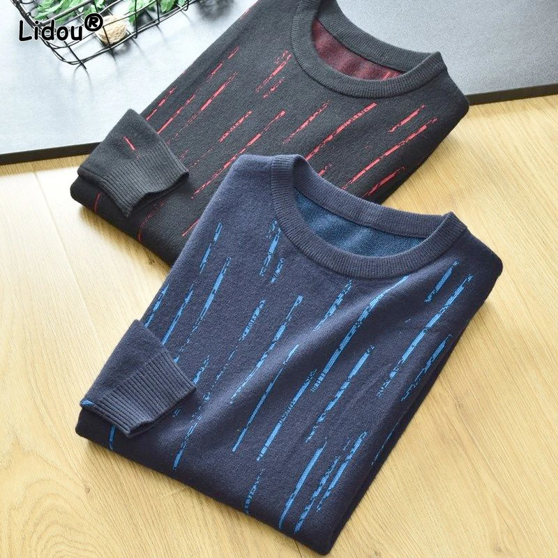 

2023 Autumn and Winter Fashion Trend Round Neck Colored Casual Loose Versatile Men's Long Sleeve Pullover Knitted Sweater