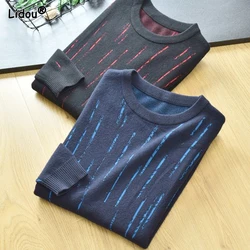 2023 Autumn and Winter Fashion Trend Round Neck Colored Casual Loose Versatile Men's Long Sleeve Pullover Knitted Sweater