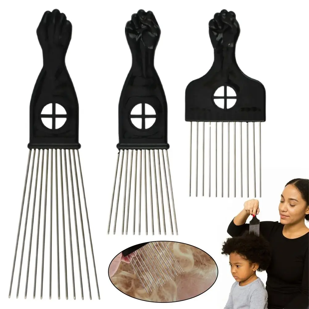 Black Metal African Professional Wide Pick Comb Hair Combs Hair Comb for Hairdressing Styling Tool Salon Barber Shop