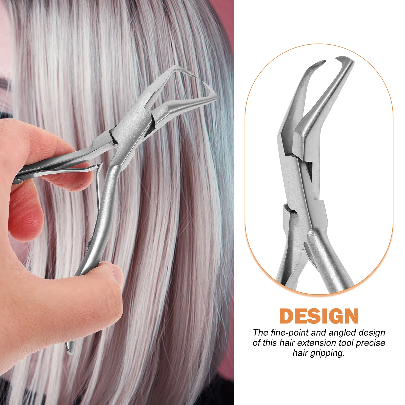 

1 Pair Hair Extension Pliers Stainless Steel Fine Tip Angled Mini Clamp For Salon Home Use Bonding Removal Tool