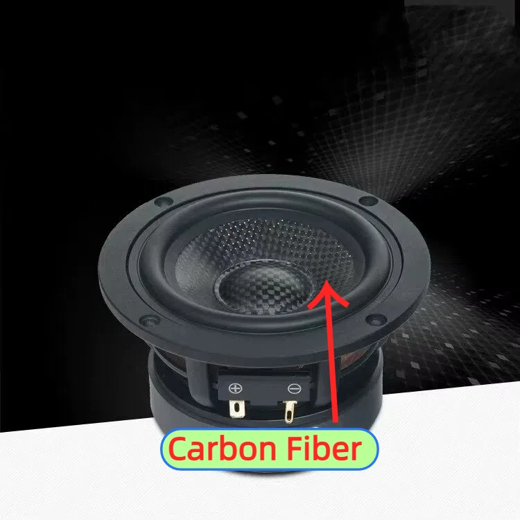 GHXAMP 4-Inch 120mm Carbon Fiber Mid-Bass Woofer – High Power Hi-Fi Sound for Home Theater & Car Audio Upgrade 72HZ-8000HZ 1PC