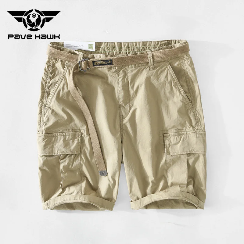 

Summer Outdoor Multi-pocket Cargo Shorts Men Thin Breathable Elastic Five Quarter Pants Climbing Camping Fishing Hiking