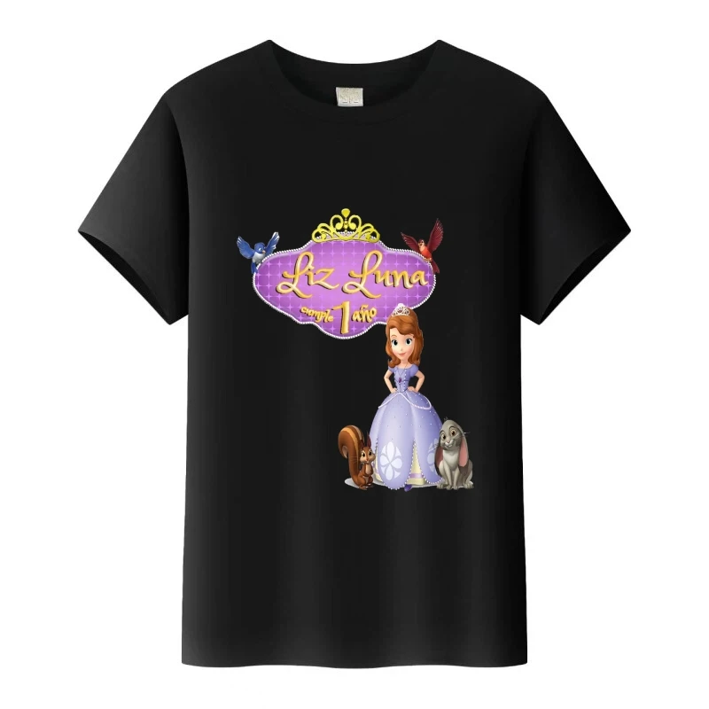 أزياء ديزني صوفيا أول الأميرة الجرافيك تيز فتاة بلوزات مستديرة العنق ملابس امرأة بيضاء البلوزات تي شيرت على طراز هاراجوكو الصيف التي شيرت