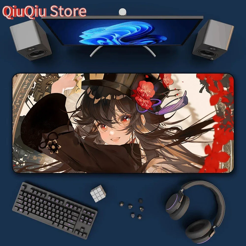 Hu Tao Genshin Impact Mousepad HD Printing Computer Gamers Locking Edge Non-slip Mouse Pad XXL90x40cm Keyboard PC Desk Pad