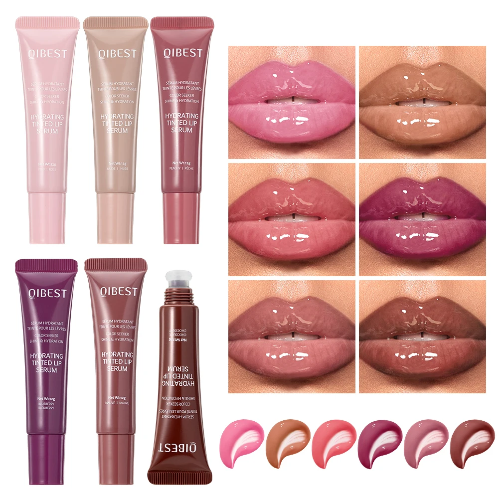 

QIBEST Watery Crysta Lip Glaze Moisturizing Serum Brightening Lip Color Jelly Lip Gloss Glass Long Lasting Lip Oil Tint Cosmetic