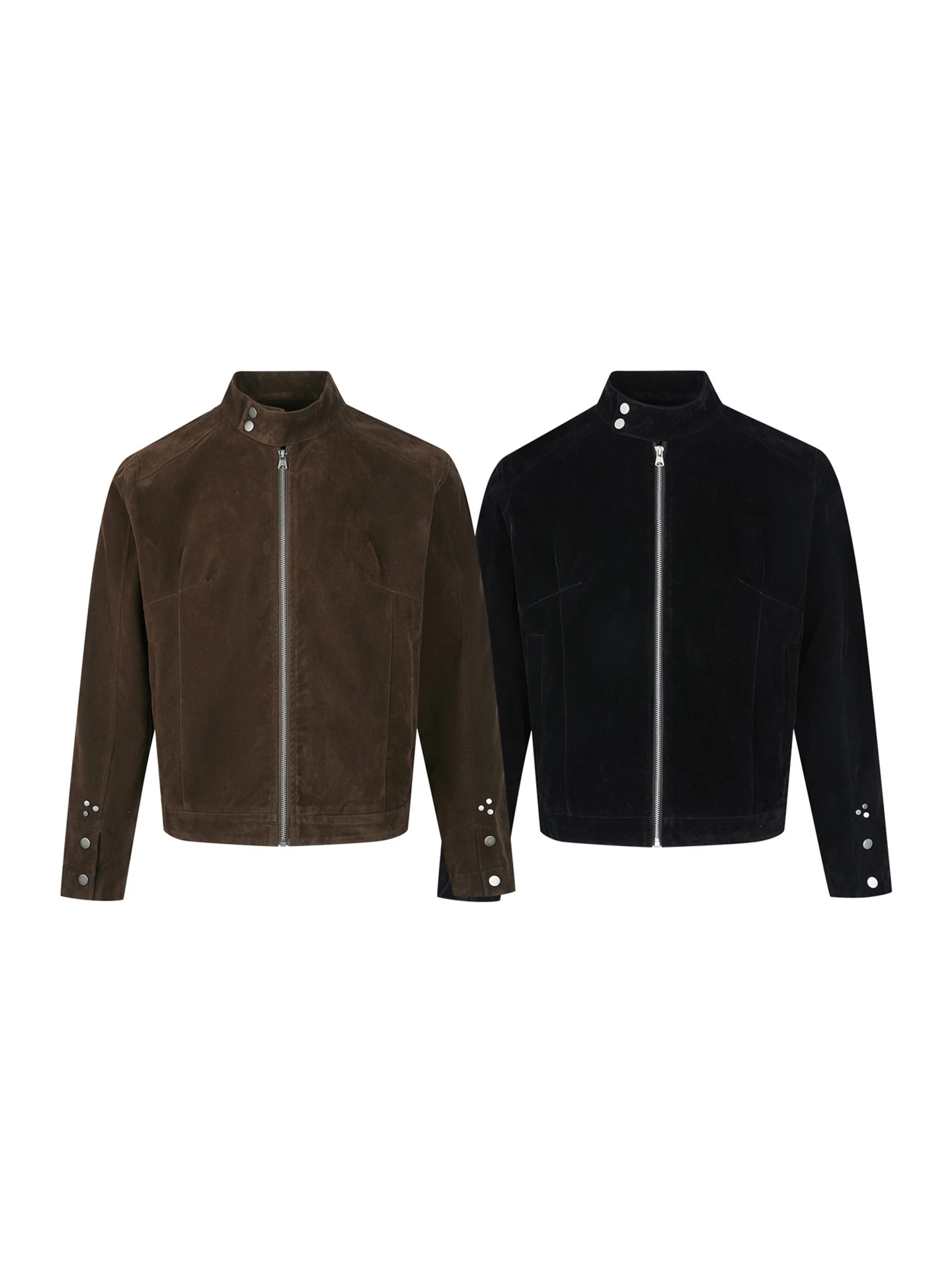 AJEM American Retro Men's Jaet بياقة واقفة من الجلد المخملي ملابس خارجية متعددة الاستخدامات لخريف وشتاء