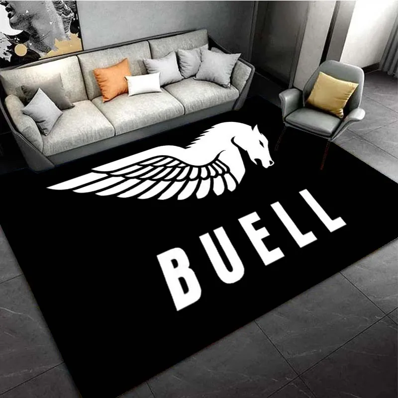 Buell Racing Motorcycle Brand Logo Area Rugs for Living Room Bedroom Decoration Home Rug Children Play Room Mat Anti-slip Carpet