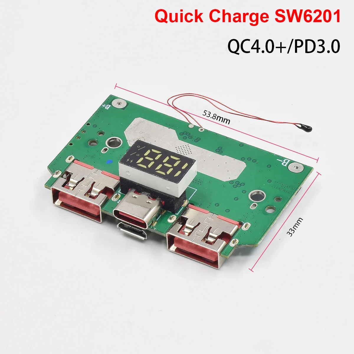 USB Type-C QC 4.0 PD SW6201 Quick Charging PCB Board 5V-12V Fast Charger Module for Lithium Li-ion 18650 Battery DIY Power Bank