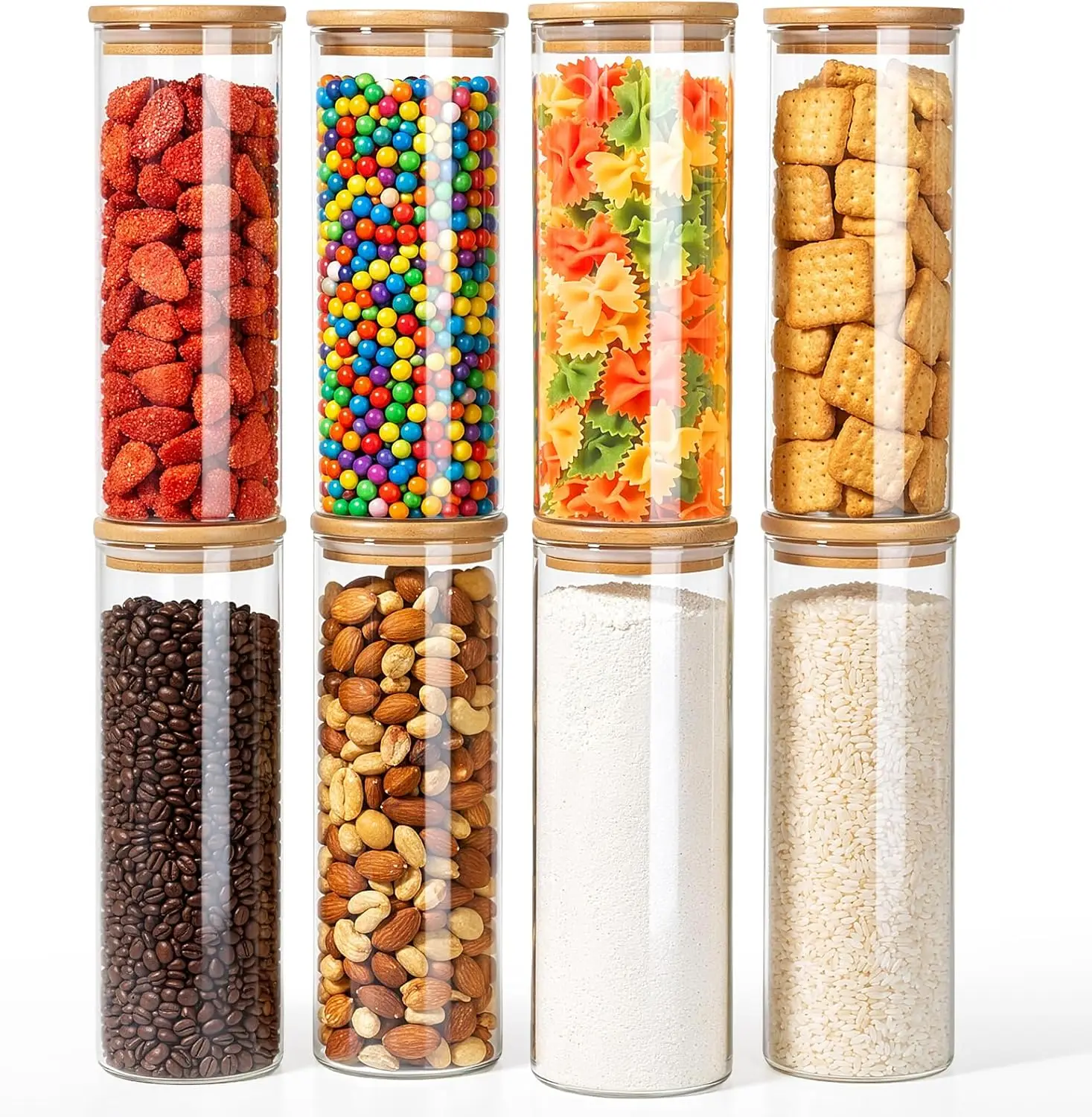 

Набор из 8 штук: стеклянные контейнеры для хранения продуктов с герметичными крышками для организации кухонной кладовой