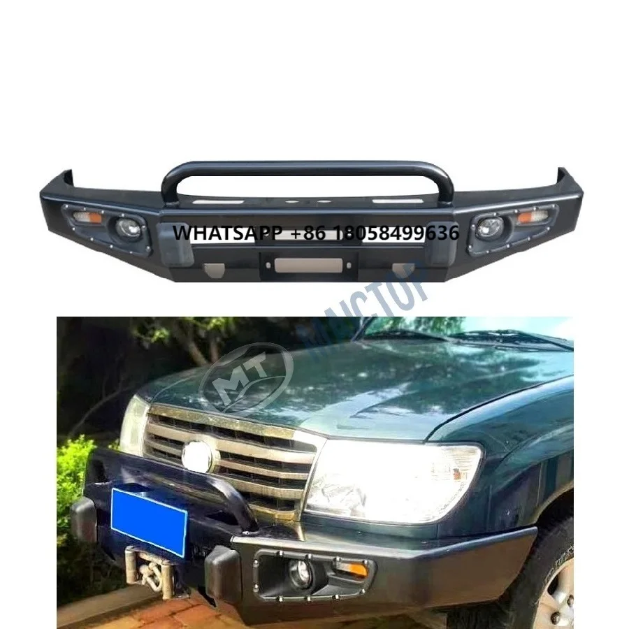 

Maictop Auto Parts Car 4x4 Accessories Front Bumper Fog Lights Steel Front Bumper Bull Bar for LAND CRUISER 100