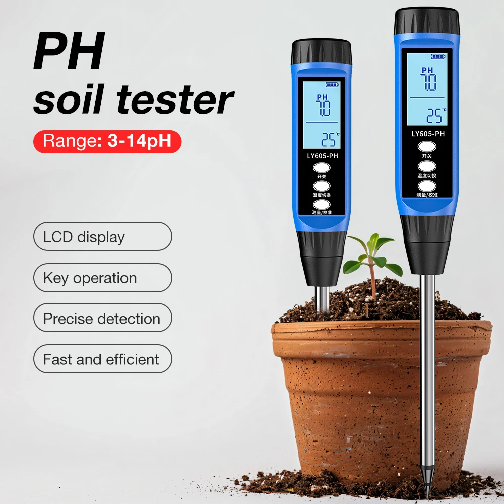 

pH-метр почвы/измеритель температуры почвы EC, сельскохозяйственный детектор почвы с дисплеем с подсветкой для посадки сада