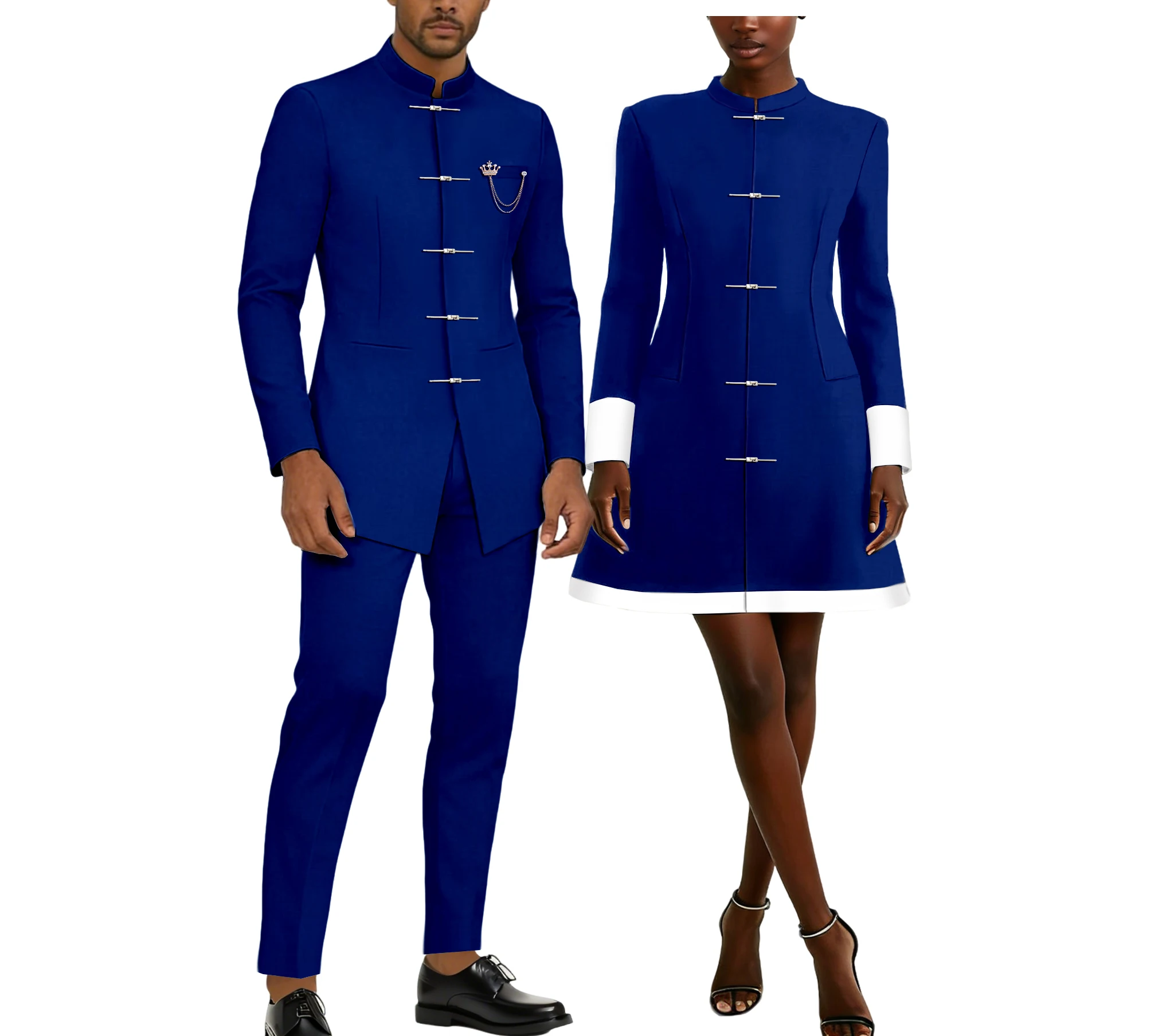 

African Couple's Outfit Matching Set Women Ankara Formal Turkey Dress Kente Print Cloth or Men Dashiki Outfit Jacket and Pants