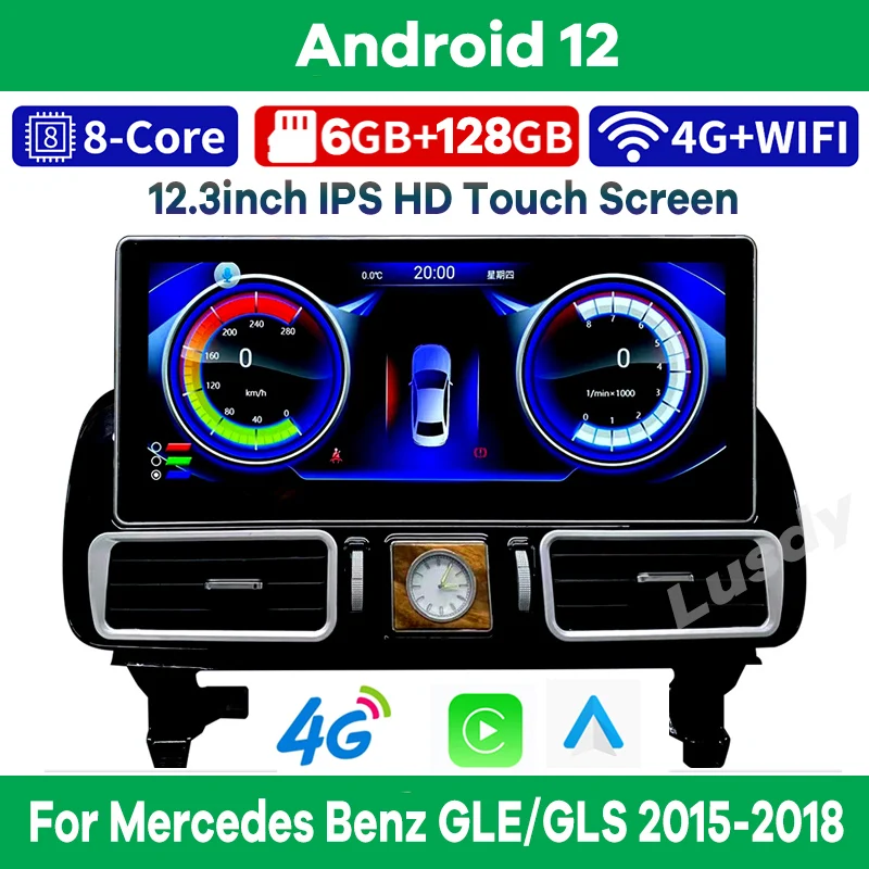 

12.3" 6G+128G Android 12 Car Video Multimedia Player GPS for Mercedes Benz ML GL GLE GLS W166 W167 2012-2018 CarPlay Auto Stereo