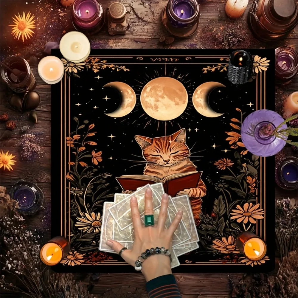 Altar Cloth Multiple Sizes Digital Print Sun Moon Celestial Floral Design Polyester Fabric Tarot Witchcraft Astrology Bohemian