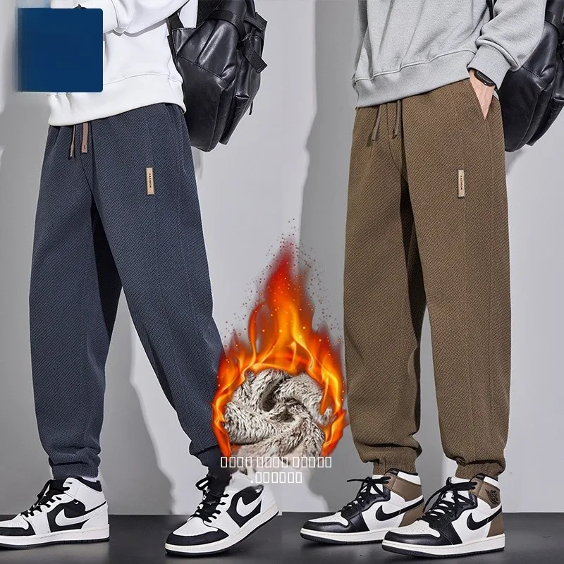 

Men's Winter Fce Lined Knitted Corduroy Casual Pants Loose Fit Trousers Busin Gentleman Sle Polyester Fiber