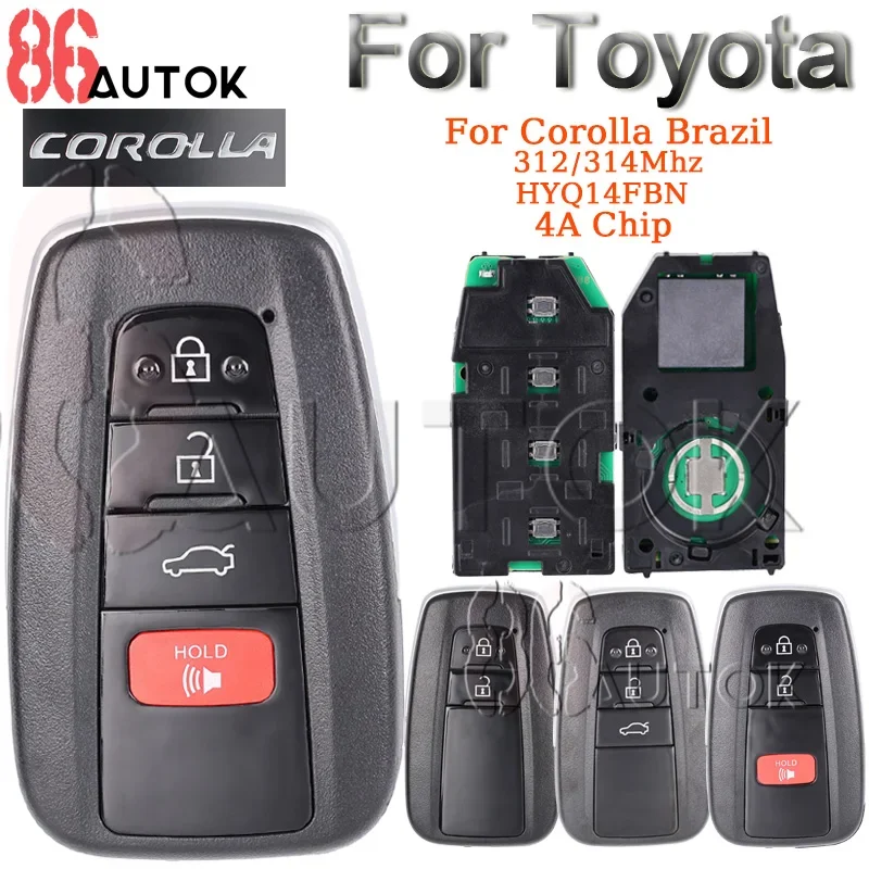 Kluczyk zdalnego sterowania do Toyoty Corolla 2018-2021 dla Brazylii 8990H-02050 2019-2022 HYQ14FBN 4A Chip 312/314MHz Smart Car Key