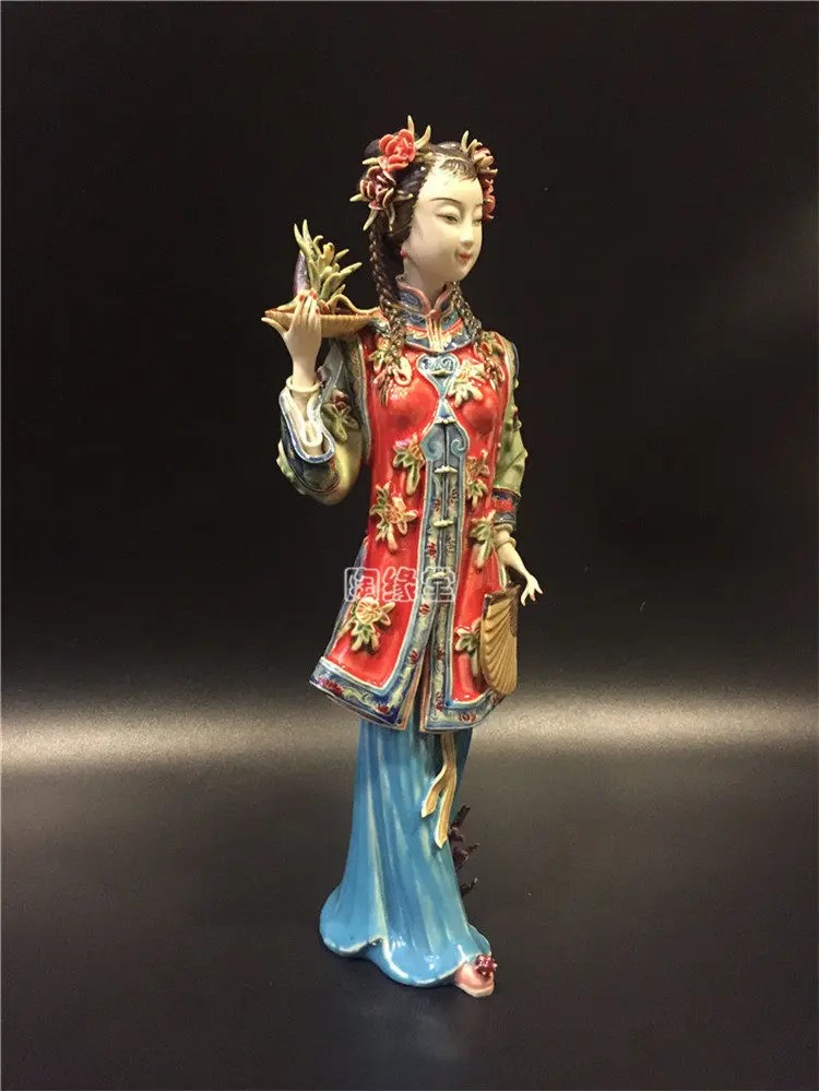 Ceramic crafts shiwan dolls home accessories creative ornaments classical chinoiserie ladies lan sheng qin qin smile