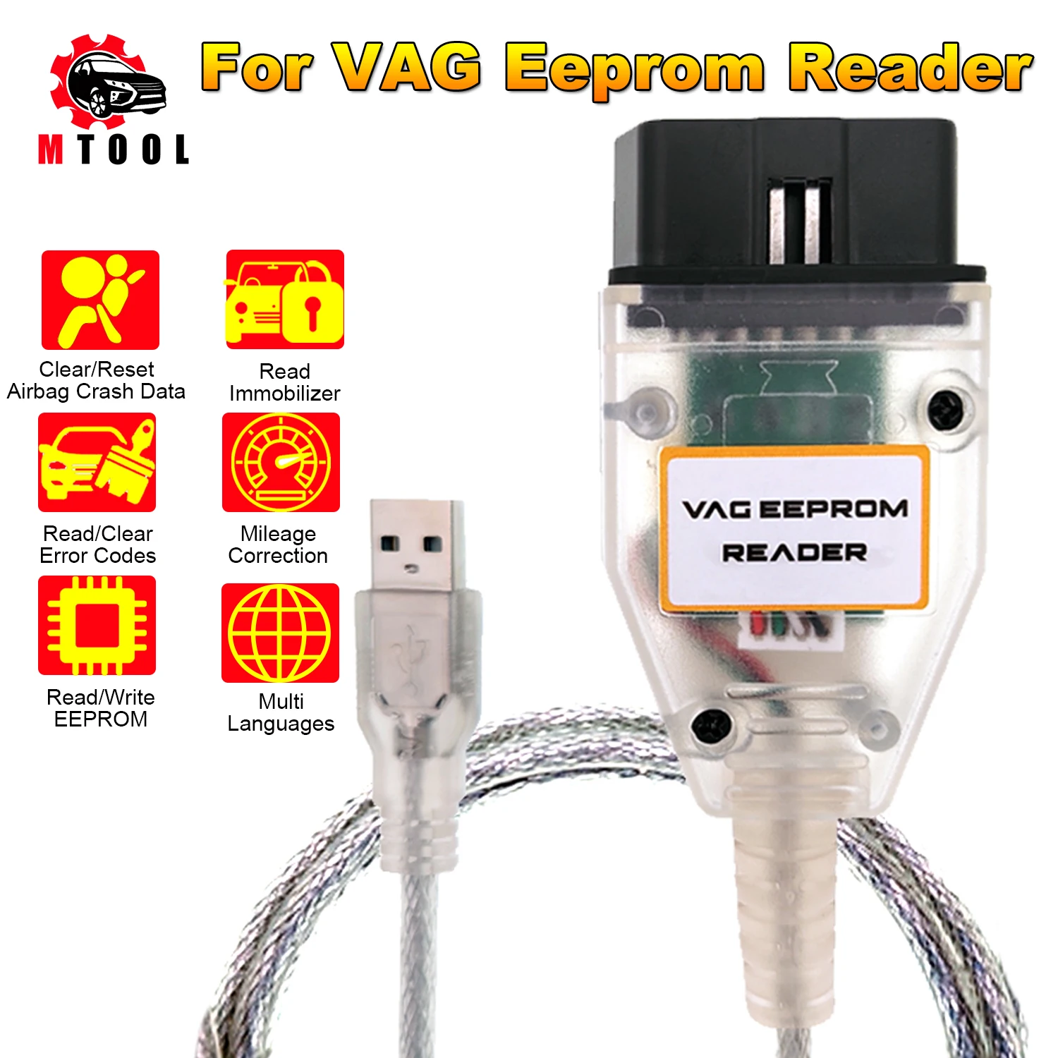 For VAG Eeprom Programmer Reader 1.20 Support Clear Reset Airbag Crash Data Read Write Eeprom Immobilizer Mileage Correction