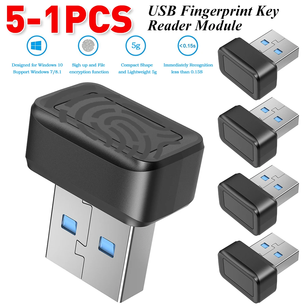 Leitor de chave de impressão digital USB FIDO U2F Chave de segurança de correspondência rápida Windows Olá Mini leitor de impressão digital anti-poofing 360 °   Toque
