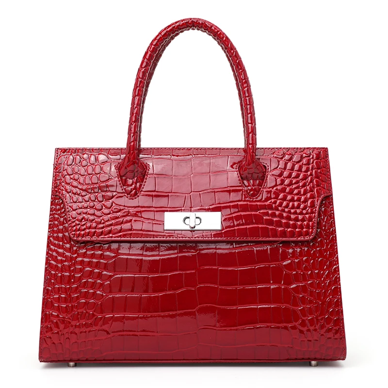 Aidrani  Fashionable women's crocodile pattern handbag, made of cowhide material, large capacity