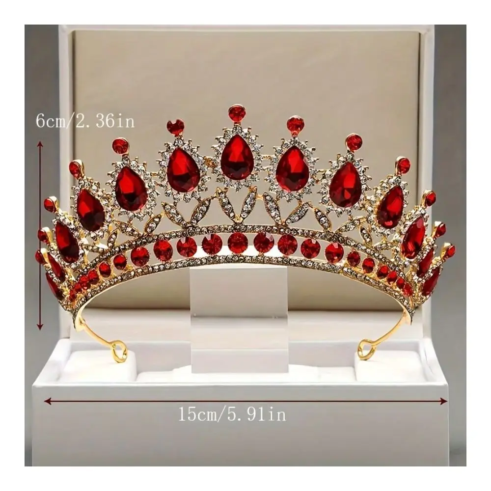 Elegant Bridal Crown Tiara With Crystal Decor Gold Metal Frame, Intricate Floral Design And Gem Decoration For Wedding, Birthda