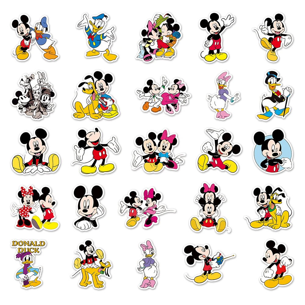 Disney-Kawaii Mickey Mouse Adesivos para Crianças, Decalques bonitos dos desenhos animados, Telefone Scrapbooking, Papelaria Graffiti Etiqueta, Brinquedo, 10 Pcs, 30 Pcs, 50Pcs