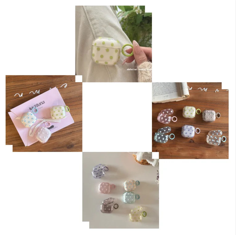 for Airpods pro Airpods pro3/pro2 Bluetooth earphone cover Semi transparent solid color wave point for Airpods1/2/3/4 case