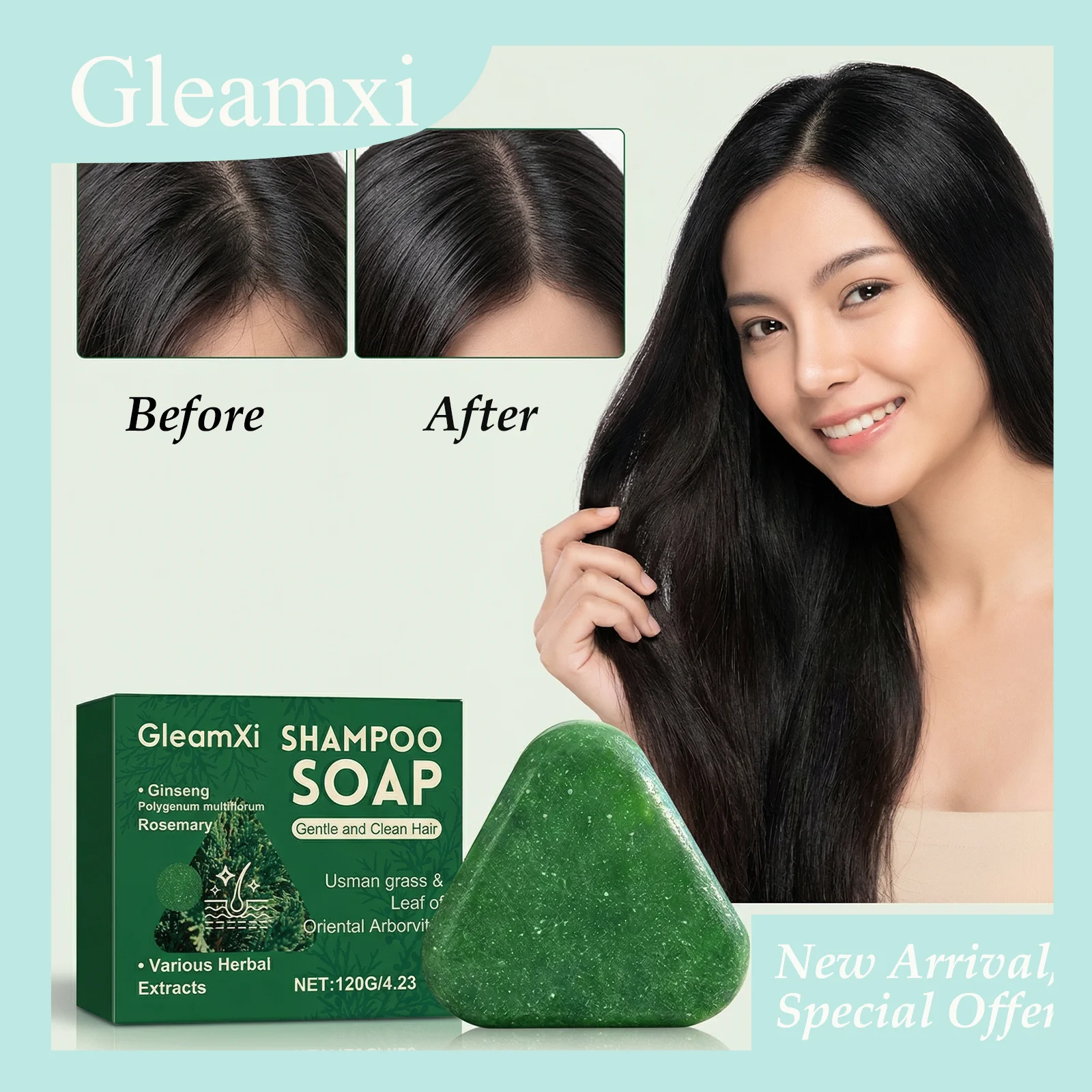 

Шампунь-мыло GleamXi 120G для ухода за волосяными фолликулами, укрепления густоты и объема волос