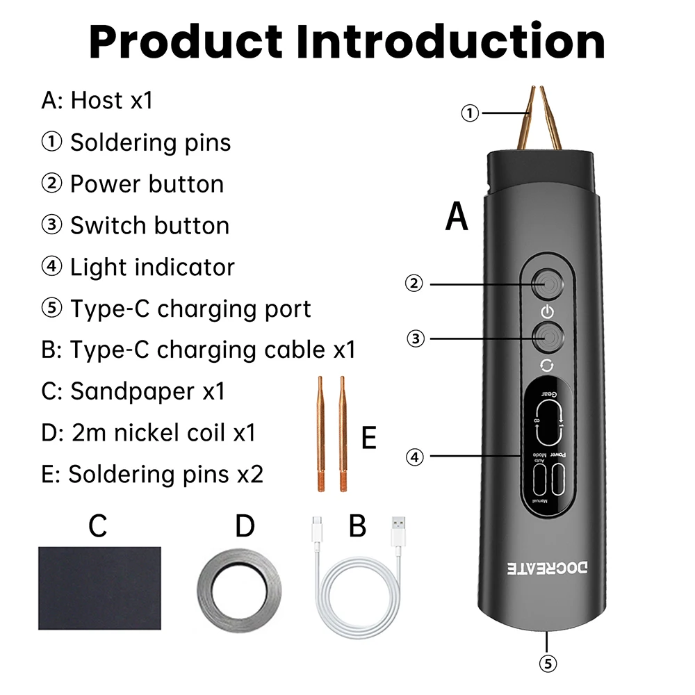 DIY Portable Handheld Battery Spot Welder for 18650 Lithium Battery, Nickel Strip and Nickel Belt Welding