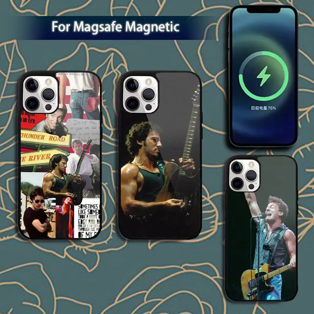 

B-Bruce S-Springsteen Phone Case For iPhone 16,15,14,13,12,11,Pro,Max,Plus,Mini,Magsafe,Magnetic Wireless Charging Case
