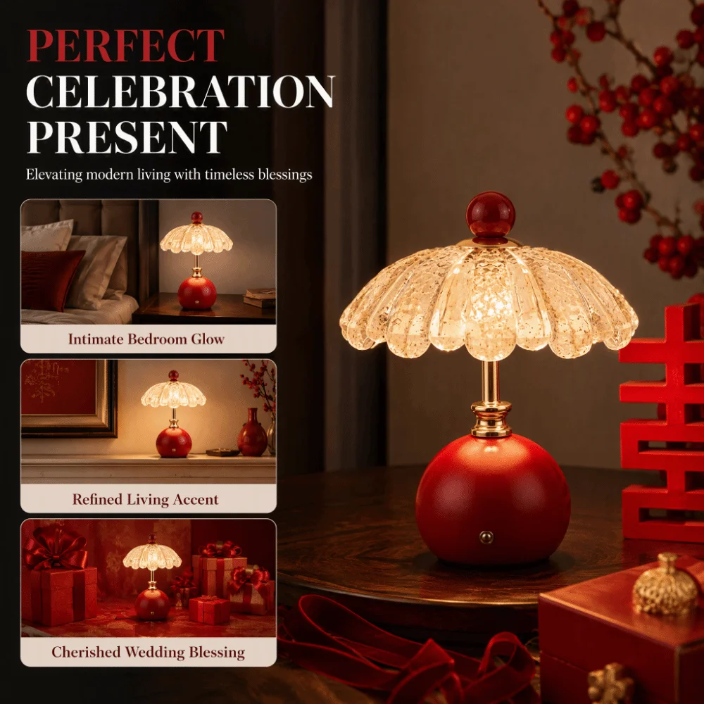 Long Lasting Wedding Table Lamp Three-color dimming Romantic Desk Lamp Dimmable Touch Control Table Lamp Marriage Gift