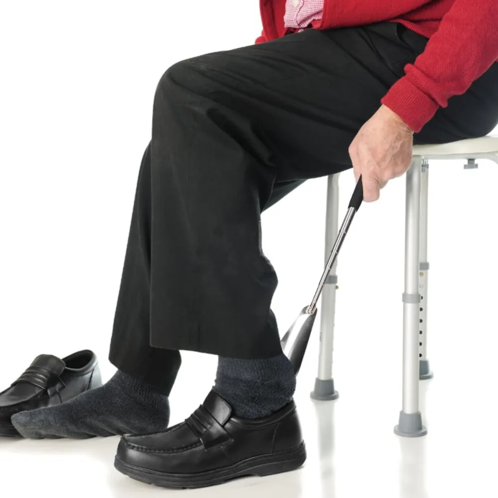 1 Pcs Retractable Long Handle Shoehorn Stainless Steel Shoe Aid For Elderly Unisex Shoe Putting Helper Mobility Assistance Tool