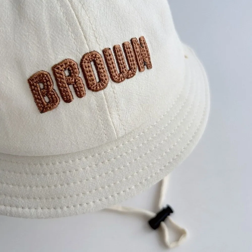 

Однотонная солнцезащитная шляпа из хлопка с вышивкой букв, дышащая, для малышей, для использования на улице