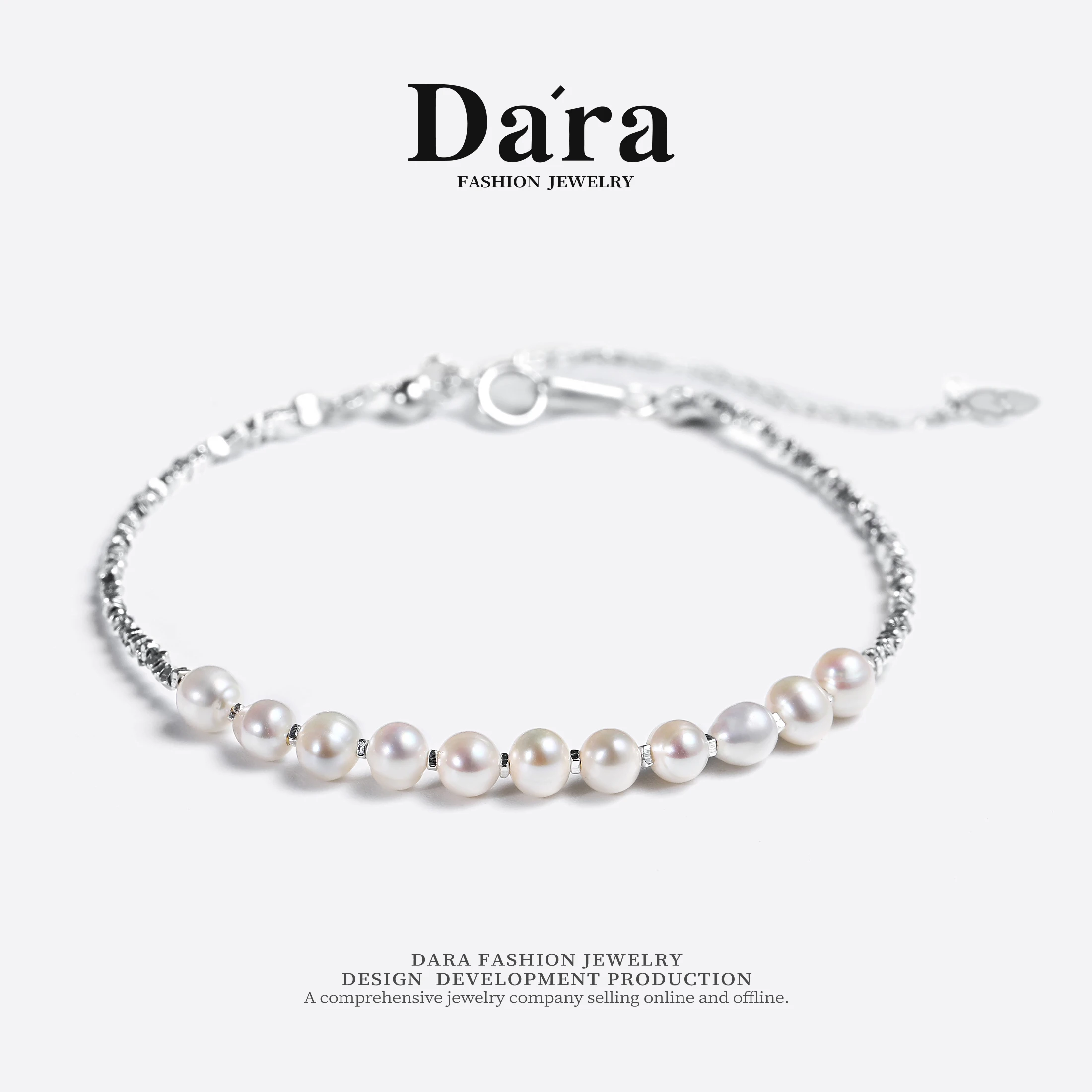 Freshwater Pearl Bracelet S925 Silver 4-5mm White Pearls, Elegant Choice for Ladies' Banquets