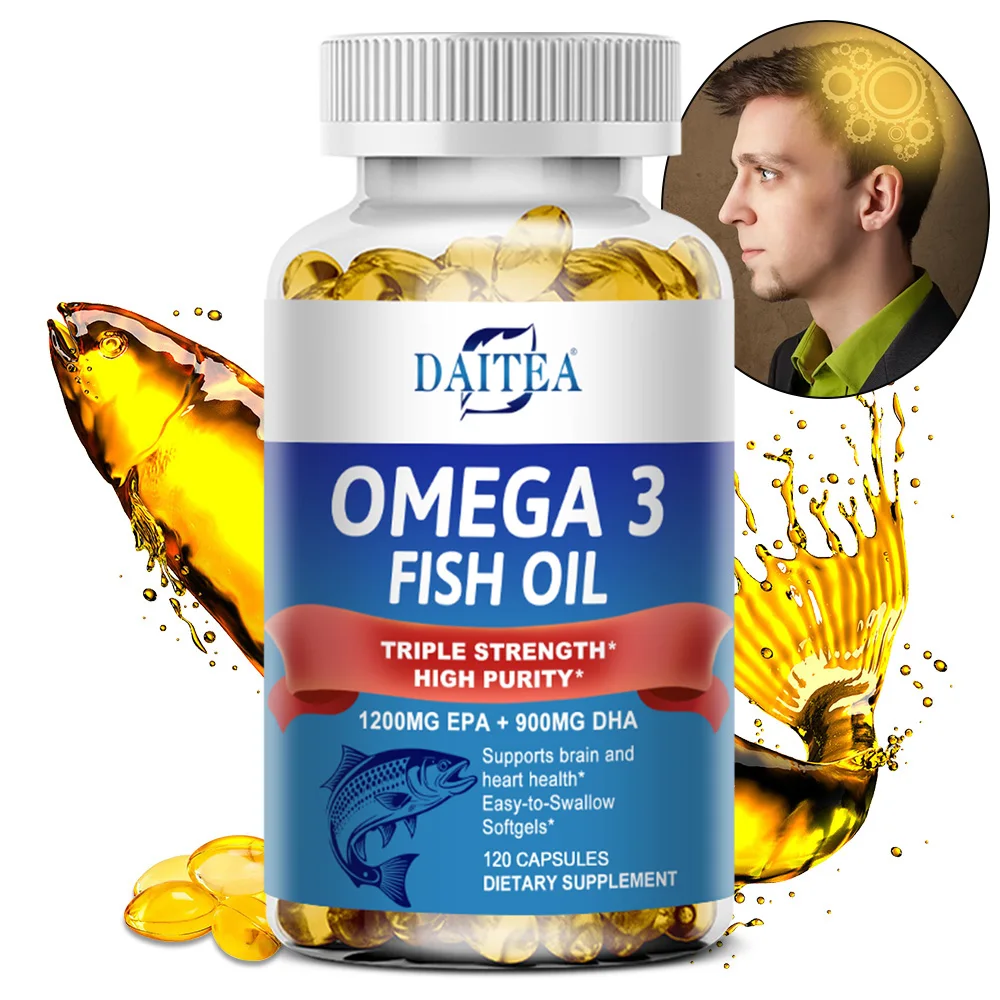 

Omega 3 Fish Oil - for Nervous System, Skin and Hair Health, Antioxidants - Easy To Swallow