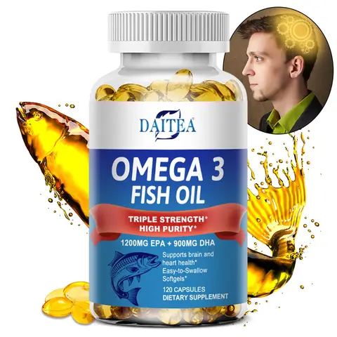 Omega 3 Fish Oil - for Nervous System, Skin and Hair Health, Antioxidants - Easy To Swallow