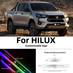 Acrylic USB Power Moving LED Welcome Pedal Car Scuff Plate Pedal Door Sill Pathway Light For Toyota Hilux logo Auto Accessories