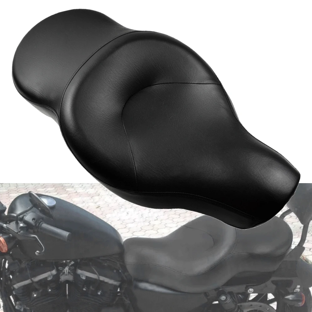 Black Two-Up Motorcycle Driver Passenger Seat Comfort Upgrade Fit For Harley Sportster XL883 XL1200 2004-2018