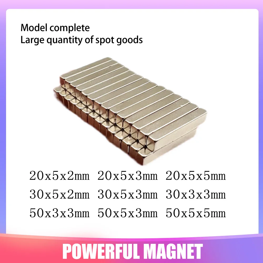 20x5x2 mm Block Super Strong Magnet 30mm*5mm*2mm  Rectangular Magnet 50*5*3 mm For Home Refrigerators Offices DIY 50x5x5
