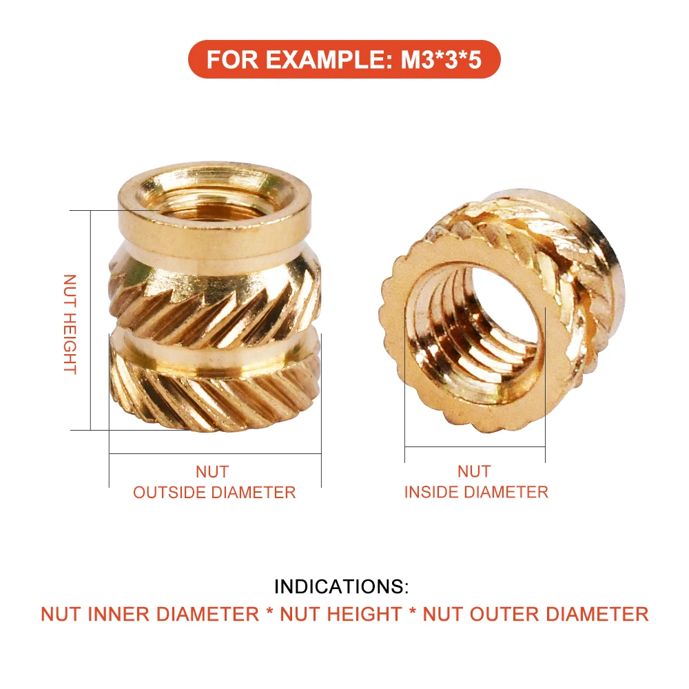 M2 M2.5 M3 M4 M5 M6 Brass Hot Melt Insert Knurled Nut Thread Heat Molding SL-type Double Twill Injection Embedment Nut Injection