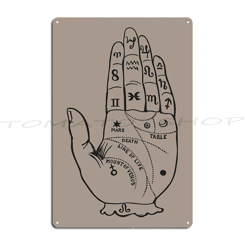 Palmistry Hand Metal Signs Plaques Home Rusty Home Printed Tin Sign Poster