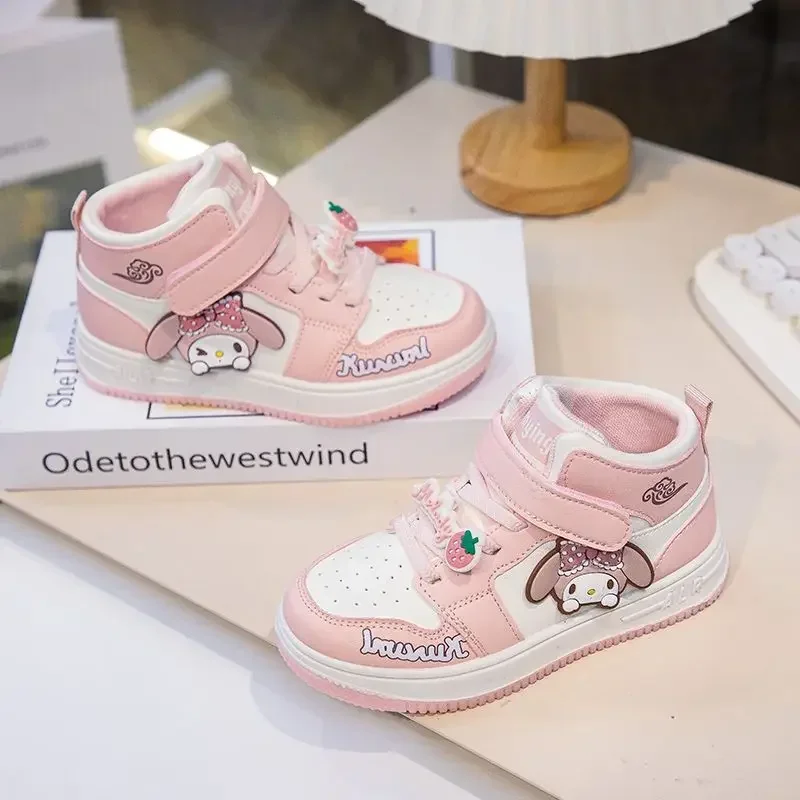 Kuromi Anime Kawaii Sanrio High Top scarpe Casual Cute Cartoon bambini My Melody Ins Fashion Board Sneakers regali per bambini