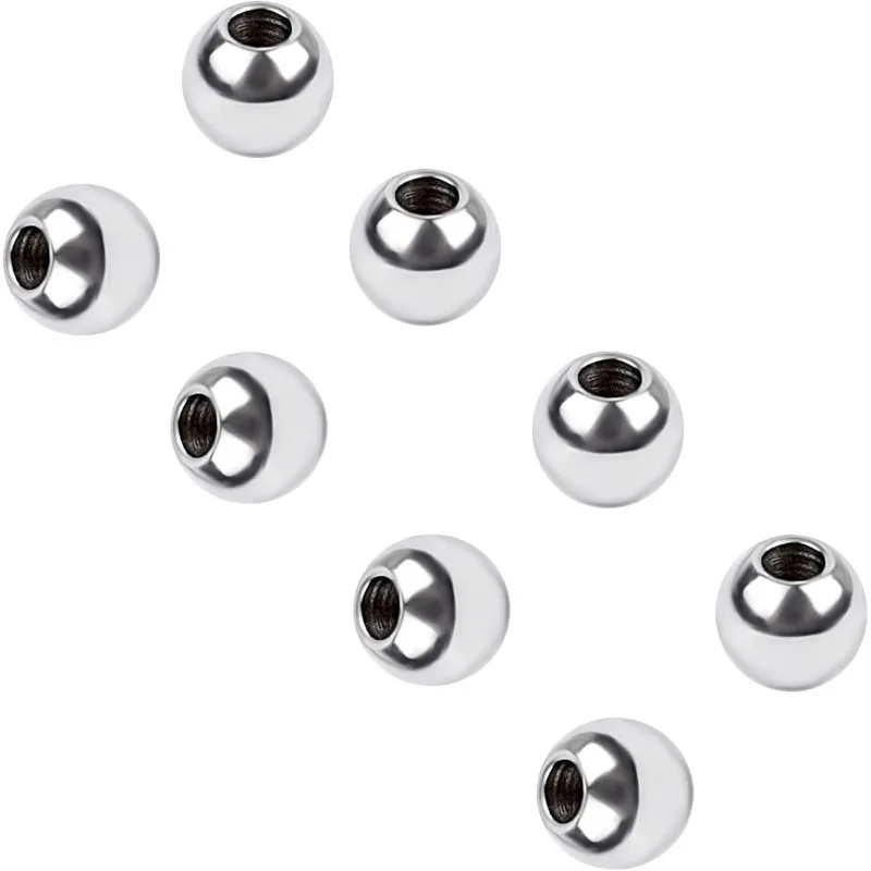 100pcs Tiny Round Metal Beads 2mm Small Hole Ball Spacer Beads 4mm Dia Stainless Steel Bead Loose Beads Metal Spacers