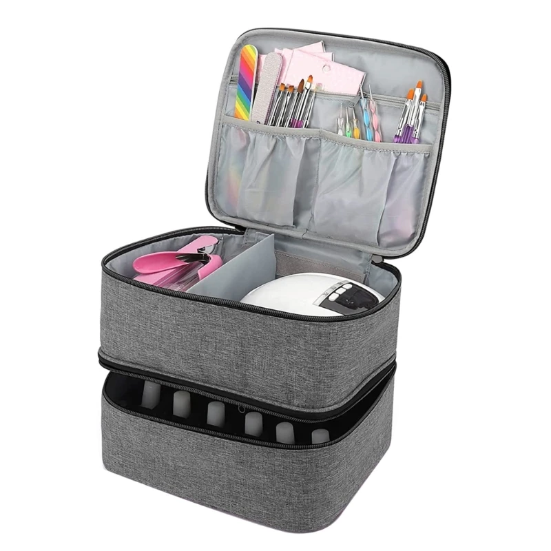 

Polish Carrying Case Women Fingernail Polish Travel with Handle Holds 30 Bottles Double Layer Storage Bag