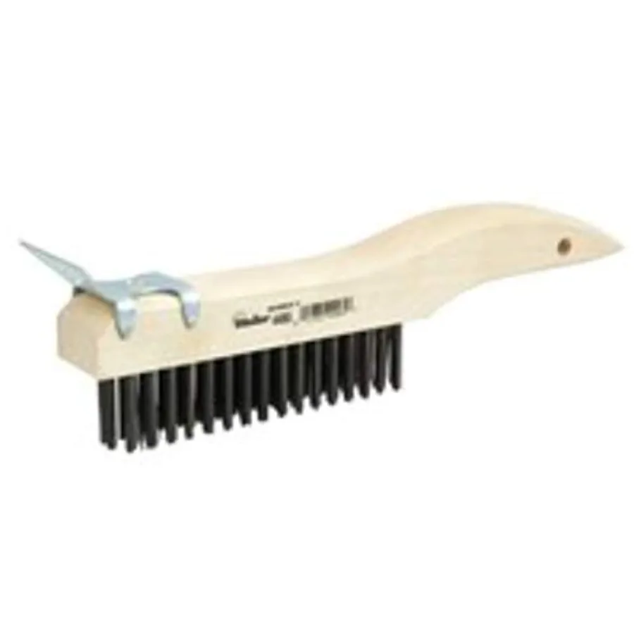 

44065 Hand Wire Scratch Brush w/Scraper.012 Carbon Steel Fill Shoe Handle 4 x 16 Rows Made in The USA Pack of 12