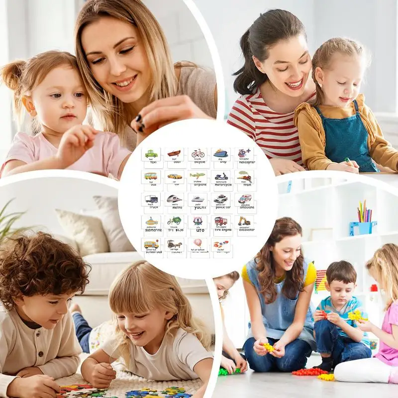 Tarjetas Flash de palabras comunes, tarjetas Flash de constructor de vocabulario primario para niños, 24 hojas, tarjetas de palabras en inglés de alta frecuencia primarias