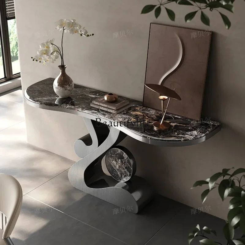 

ls 27Entry rock slab entrance table high-end light luxury simple modern living room end view table case table