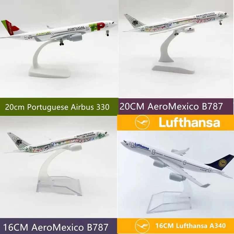 16 سنتيمتر/20 سنتيمتر AeroMexico طيران B787/البرتغالية A330/Lufthansa A380/340 طائرة دييكاست سبيكة نموذج طائرة مع حامل جمع
