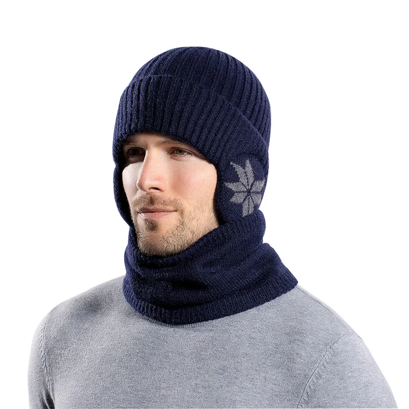 Berretto morbido elastico invernale unisex Protezione per le orecchie Cappelli in maglia Berretto con teschio Sciarpa calda Cappello con maschera Cappello foderato in pile